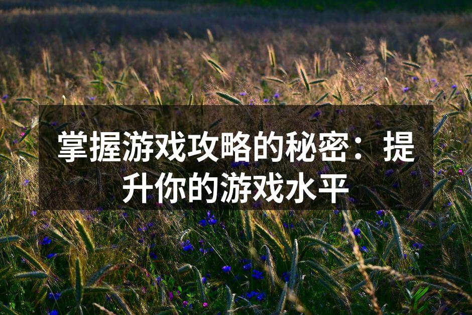 游戏攻略帮助玩家提升技能